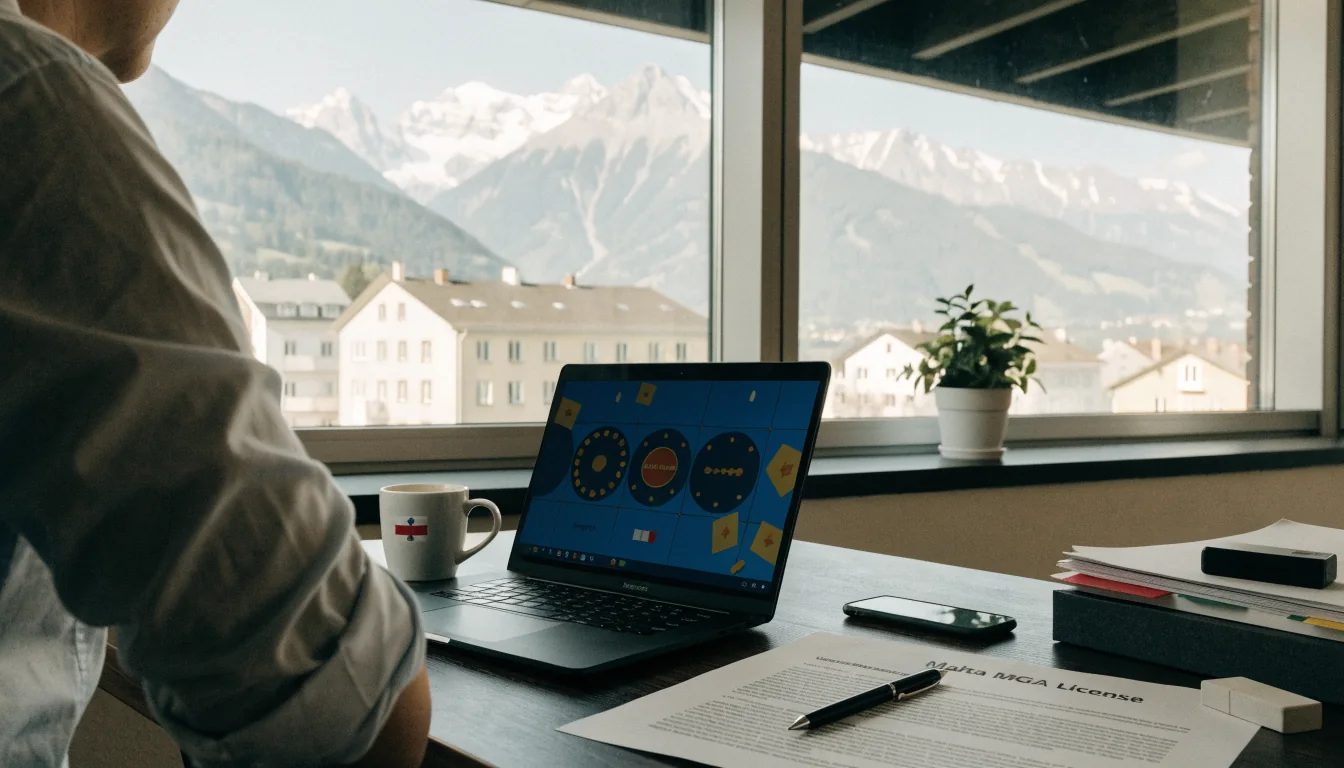Büro in Wien mit Alpenblick und Maltesischer Lizenz